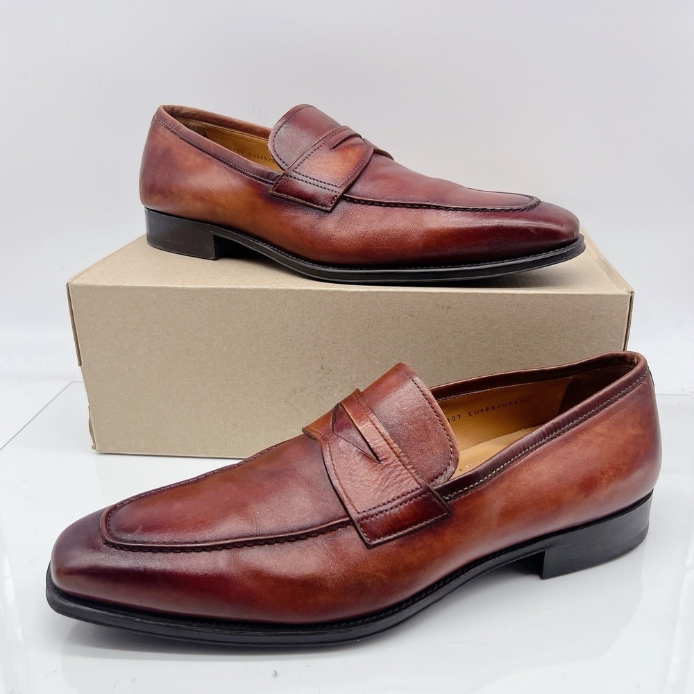 Magnanni Dumas Men's Dress Casual Slip On Loafers Cognac Brown Leather US 11.5